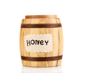 Poster - Sweet honey in barrel isolated on white