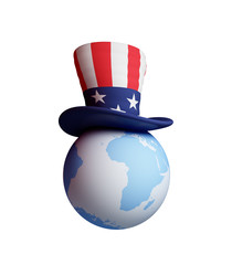 Canvas Print - Uncle's Sam hat on a planet Earth.