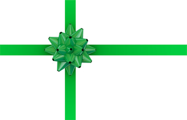 Sticker - Green bow with green ribbon.