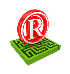 Poster - Green labyrinth and red trademark sign.