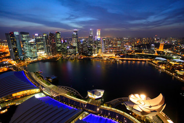 Sticker - Singapore city skyline at night