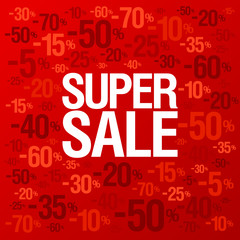 Wall Mural - Super sale background with percent discount pattern