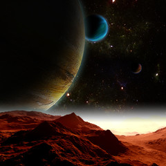 Wall Mural - abstract background of deep space. in the far future travel. new