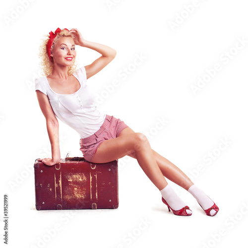 girl with pretty smile in pinup style Wallpaper Mural