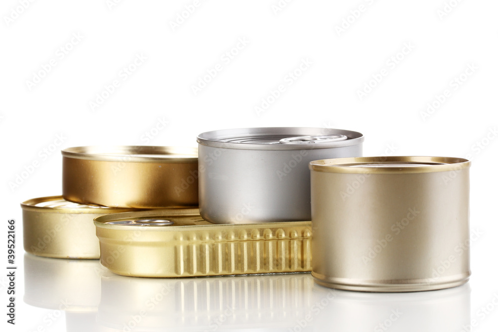 Tin cans isolated on white
