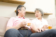 © Paylessimages - ソファでお茶を飲むシニアカップル