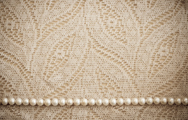 Lace and pearls vintage background