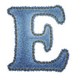 Jeans alphabet. Denim letter E