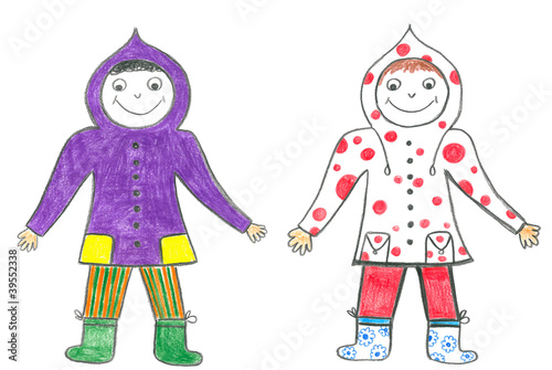 Child S Drawing Of Two Best Friends In Hoods Stock Illustration Adobe Stock