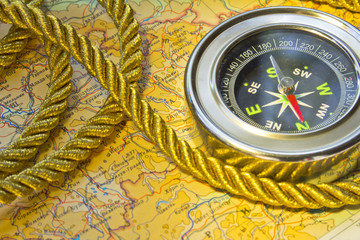 compass rope  over map