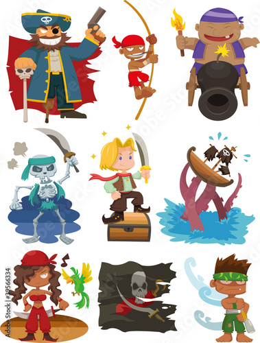 Naklejka - mata magnetyczna na lodówkę cartoon pirate icon set