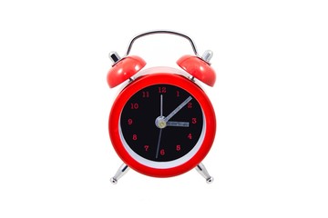 Red clock isolated on white