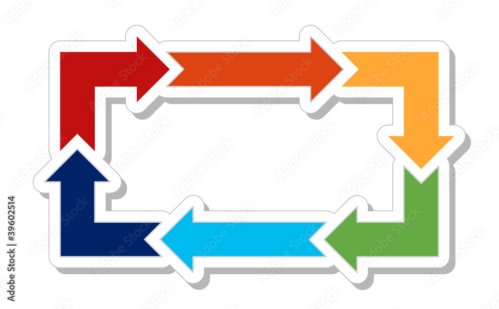 Process Flow Rectangle Six Arrow Rectangle Process Flow Stock Vector | Adobe Stock