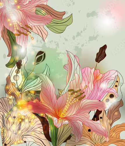 Obraz w ramie shining flowers composition