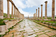 long colonnaded street in antique town Jerash
