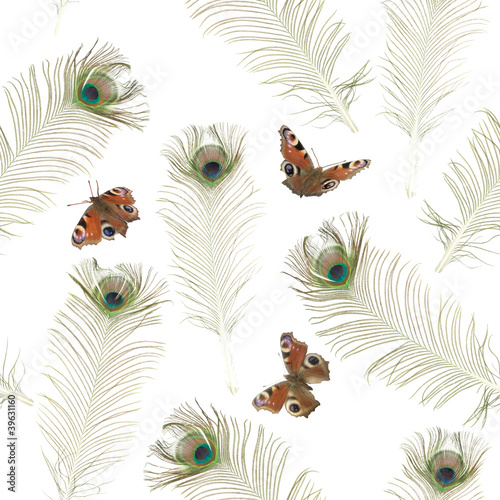Stoffe zum Nähen Seamless peacock butterfly pattern