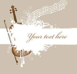 Poster - background with texture spray and music with violin and bow