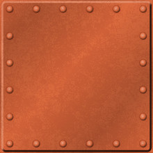 A Red Rusty Metal Plate Background With Rivets