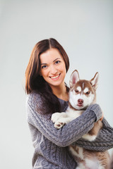 girl with puppy