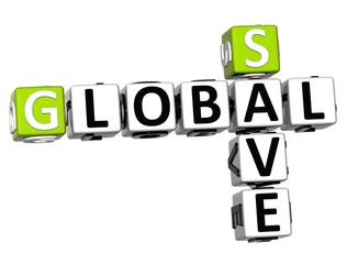 Aufkleber - 3D Global Save Crossword text