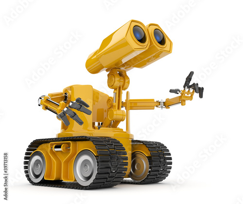 Plakat na zamówienie Futuristic robot talk. Artificial intelligence concept. 3D isol