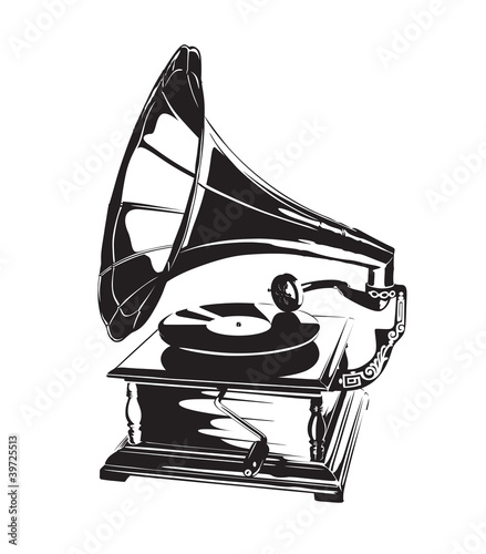 Fotografía Vintage Gramophone Stencil
