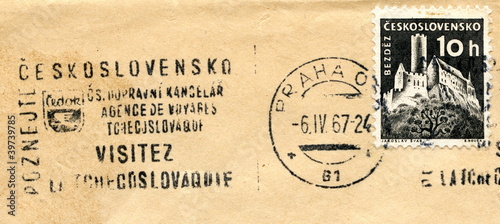 Fotomural Vintage postage stamp of Czechoslovakia Bezděz Castle