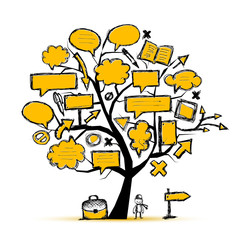 Poster - Sketch of tree with arrows and frames for your design