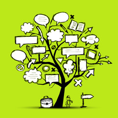 Poster - Sketch of tree with arrows and frames for your design