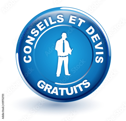 Fotografía conseils et devis gratuits sur bouton bleu
