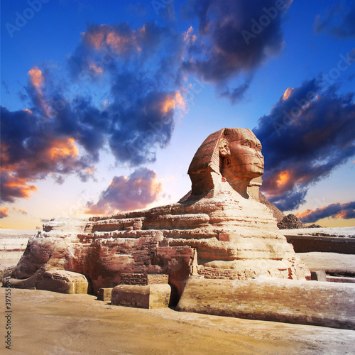 Naklejka - mata magnetyczna na lodówkę profile of the Great Sphinx , giza egypt