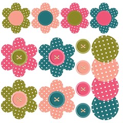 set with scrapbook flowers and buttons