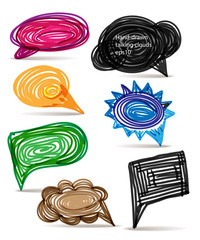 Poster - Set of hand-made comic style colorful speech clouds