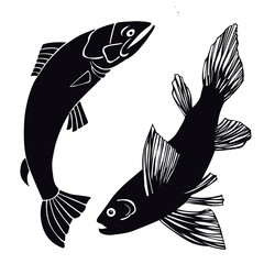 Wall Mural - set of fish on white background