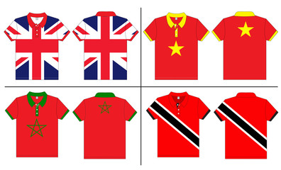 Canvas Print - Flag Polo shirt designs international. Vector template