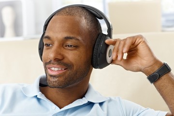 Wall Mural - Portrait of man with headphones