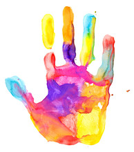 Close Up Of Colored Hand Print