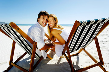 Wall Mural - smiling beach portrait couple