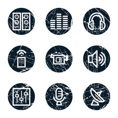 Wall Mural - Media web icons, grunge circle buttons