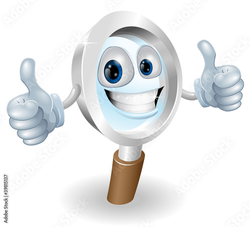 Magnifying glass cartoon ch...