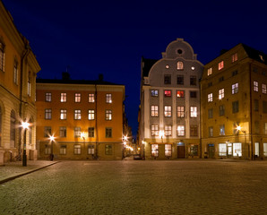 Canvas Print - Beautiful Old Town square at night.