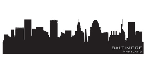 Fototapete - Baltimore, Maryland skyline. Detailed vector silhouette