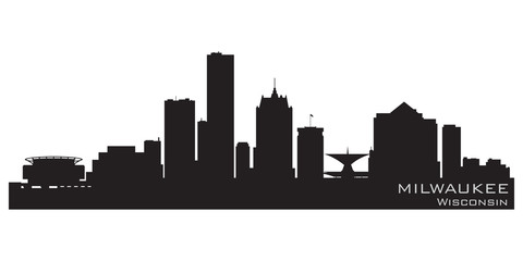 Fototapete - Milwaukee, Wisconsin skyline. Detailed vector silhouette