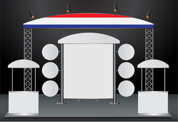 Poster - blank trade show booth and roll up banner display
