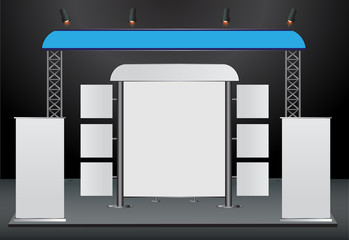 Poster - blank trade show booth and roll up banner display