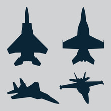 Vector Jet Fighter Silhouettes