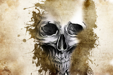Papier Peint - Tattoo evil design with skull