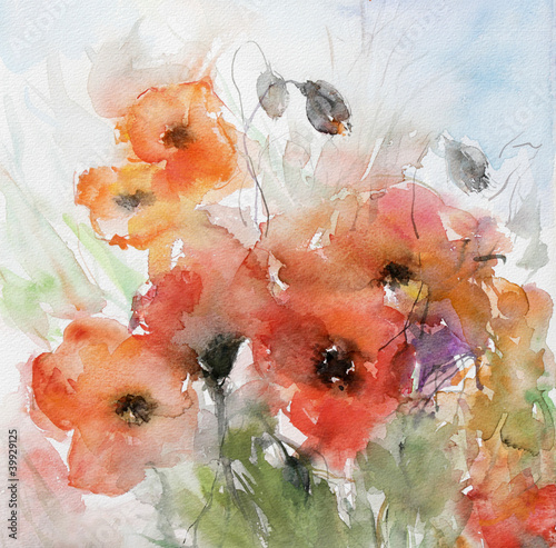 Naklejka ścienna mohnblumen mit kapseln