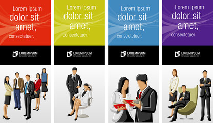 Colorful template for advertising brochure with business people