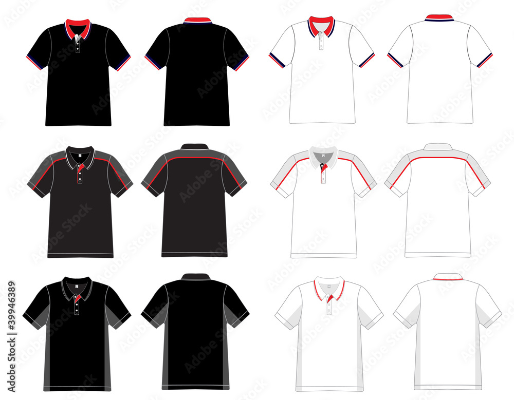 Vector. Men's black and white polo shirt template. Stock Vector | Adobe ...